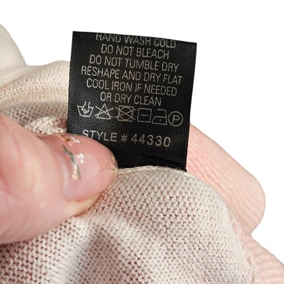 360 Cashmere Long Sleeve Pastel Pink Blue Palm Tree Crewneck Sweater Sz S - Picture 9 of 11